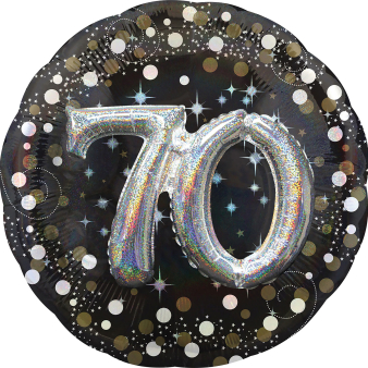 Multi Sparkling Birthday 70 Foil Balloon P75 Packaged 91 cm x 91 cm