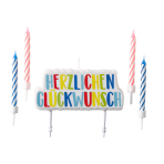 Set of Candles Herzlichen Glückwunsch 5 Pieces Height 6 / 6.3 cm