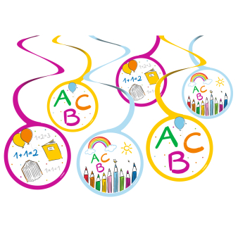 6 Swirl Decorations School Start Paper