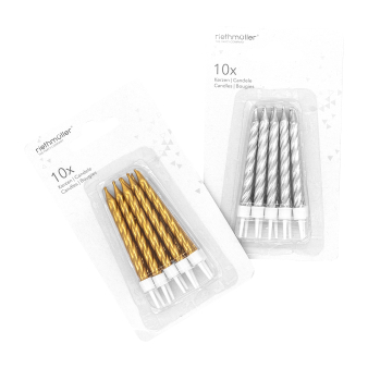 10 Spiral Candles Gold / Silver Height 6.3 cm 10 Spiral Candles Gold / Silver Height 6.3 cm