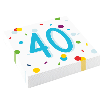20 Napkins Confetti Birthday 40 33 x 33 cm 20 Napkins Confetti Birthday 40 33 x 33 cm
