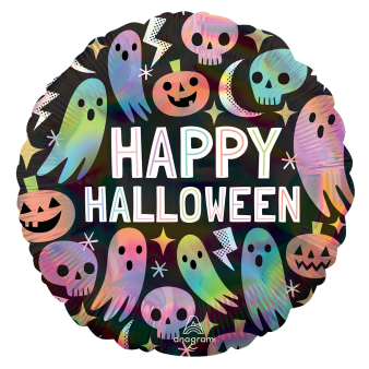 Standard Iridescent Pastel Halloween Holographic Foil Balloon S55 packaged 43cm