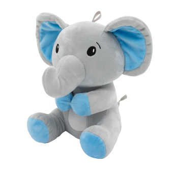 2-in-1 plush toy balloon weight elephant with blue ears, with loop, 21cm, 170g 2-in-1 plush toy balloon weight elephant with blue ears, with loop, 21cm, 170g