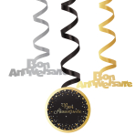 6 Swirl Decorations Starlight Birthday Bon anniversaire Paper / Foil 61 cm