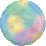 Standard Holographic Iridescent Pastel Rainbow Round Foil Balloon S55 Bulk 45 cm