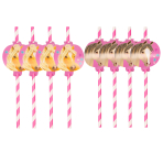 8 Pretty Pony Drinking Straws with Cutouts Paper
