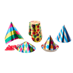 Party Cone Hats Multi-Coloured Assorted Paper Height 10.5 cm