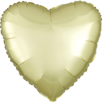 Standard Satin Luxe Pastel Yellow Heart Foil Balloon S15 Packaged 43 cm