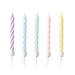 10 Spiral Candles Pastel Rainbow Height 6.3 cm