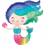 SuperShape Colorful Mermaid Foil Balloon P35 Packaged 73 cm x 76 cm