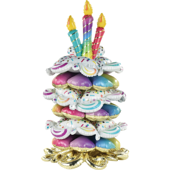 CI: Large Decor Birthday Cake Stacker Foil Balloon Q36 packaged 76 cm x 116 cm CI: Large Decor Birthday Cake Stacker Foil Balloon Q36 packaged 76 cm x 116 cm