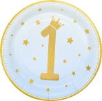 8 Plates 1st Birthday Blue Ombre Round Paper 23 cm