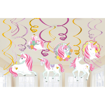 12 Swirl Decoration Magical Unicorn Foil / Paper 61 cm 12 Swirl Decoration Magical Unicorn Foil / Paper 61 cm