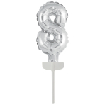 Micro Size Number 8 Silver Foil Balloon N6 Packaged 11 cm x 6 cm