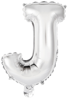 Mini Letter J Silver Foil Balloon N16 Packaged 33 cm x 25 cm