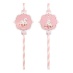 8 Paper Drinking Straws Princess for a Day 19,7 cm