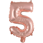 Mini Number 5 Rose Gold Foil Balloon N16 Packaged 34 cm x 22 cm