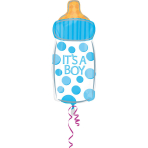 Junior Shape Baby Bottle It's a Boy Foil Balloon S50 Packaged 25 x 58 cm