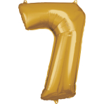 Large Number 7 Gold Foil Balloon N34 Packaged 84 cm x 57 cm