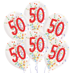 6 Latex Balloons Droplets 50 Confetti Birthday 1C Confetti Filled Paper 27.5 cm / 11"