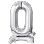 Mini Number 0 Silver Foil Balloon N16 Packaged 36 cm x 22 cm