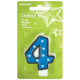 Numeral Candle 4 Dots & Black Border Height 7.6 cm Numeral Candle 4 Dots & Black Border Height 7.6 cm
