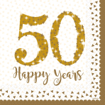 16 Napkins Gold Anniversaries  33 x 33 cm