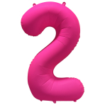 Large Number 2 Neon Pink Foil Balloon N35 Packaged 34IN 86 cm x 70 cm