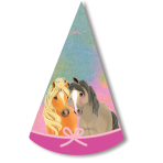 8 Pretty Pony Cone Hats Paper Height 16 cm