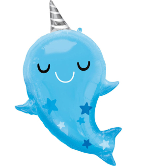 Super Shape Narwhal Baby Foil Balloon P35 Packaged 66 cm x 76 cm