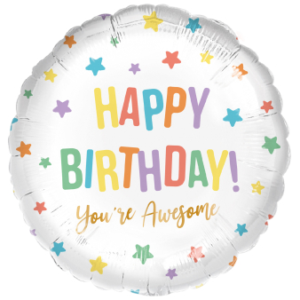 Standard Rainbow Birthday Cupcake Foil Balloon C40 packaged 43 cm