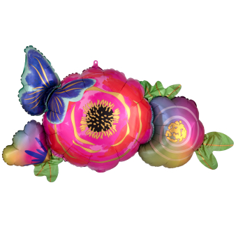 SuperShape Satin Infused Flowers & Butterfly Foil Balloon P35 packaged 93cm x 48cm SuperShape Satin Infused Flowers & Butterfly Foil Balloon P35 packaged 93cm x 48cm