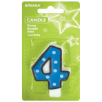 Numeral Candle 4 Dots & Black Border Height 7.6 cm