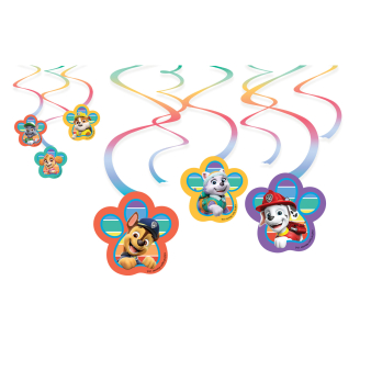 6 Swirl Decorations Paw Patrol 2022 Paper Length 60 cm 6 Swirl Decorations Paw Patrol 2022 Paper Length 60 cm