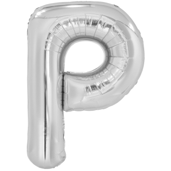 Large Letter P Silver Foil Balloon N34 Packaged 87 cm x 60 c