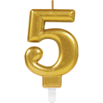 Number Candle 5 Sparkling Celebrations Gold Height 9.3 cm