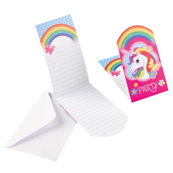 8 Invitations & Envelopes Unicorn Paper 8 x 13.9 cm