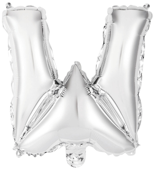 Mini Letter W Silver Foil Balloon N16 Packaged 30 cm x 30 cm