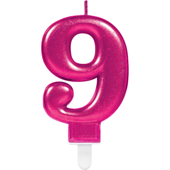 Number Candle 9 Sparkling Celebrations Pink Height 9.3 cm Number Candle 9 Sparkling Celebrations Pink Height 9.3 cm