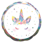 Standard Holographic Iridescent Unicorn Party Foil Balloon C55 Packaged 43 cm