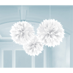 3 Fluffy Decorations Frosty White Paper 40.6 cm