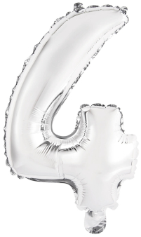 Mini Number 4 Silver Foil Balloon N16 Packaged 35 cm x 23 cm Mini Number 4 Silver Foil Balloon N16 Packaged 35 cm x 23 cm