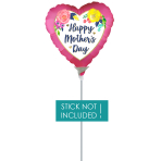 4" Mini Shape Satin HMD       Watercolor Floral Pink Foil   Balloon A10 Bulk