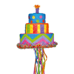 Pull Pinata Birthday Cake Paper / Plastic 27.3 x 30.4 x 27.3 cm