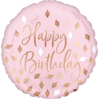 Standard Blush Birthday Foil Balloon S40 Packaged 43 cm
