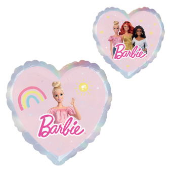 Standard Holographic Barbie Heart Foil Balloon S60 Packaged 43 cm