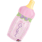 SuperShape Baby Bottle Girl Foil Balloon P30 Packaged