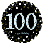 Standard Holographic Sparkling Birthday 100 Foil Balloon C55 Packaged 43 cm