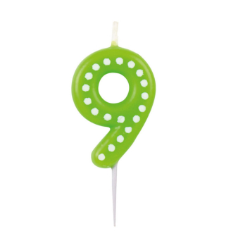 Numeral Candle 9 Dots & Stripes Height 6.5 cm
