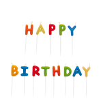 13 Letter Candles Happy Birthday Multicolour Height 7.5 cm